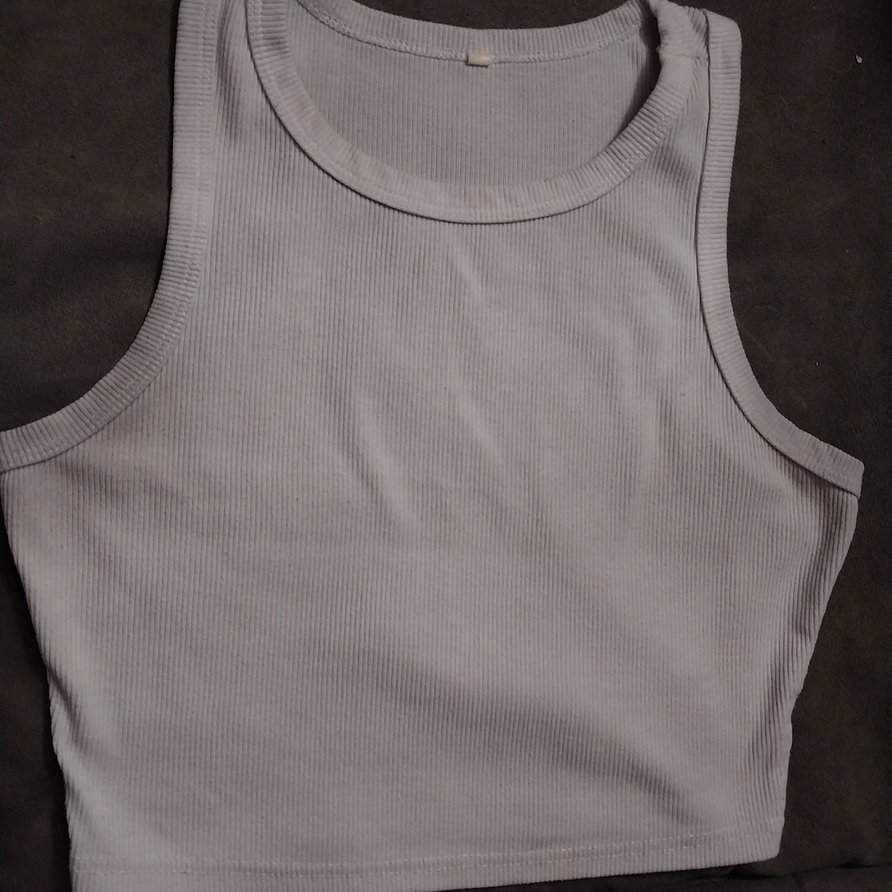 Light Gray Ribbed Tank Top